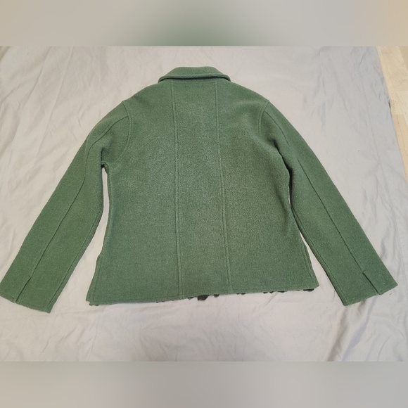 April cornell green wool leaf applique jacket size small - Picture 10 of 11